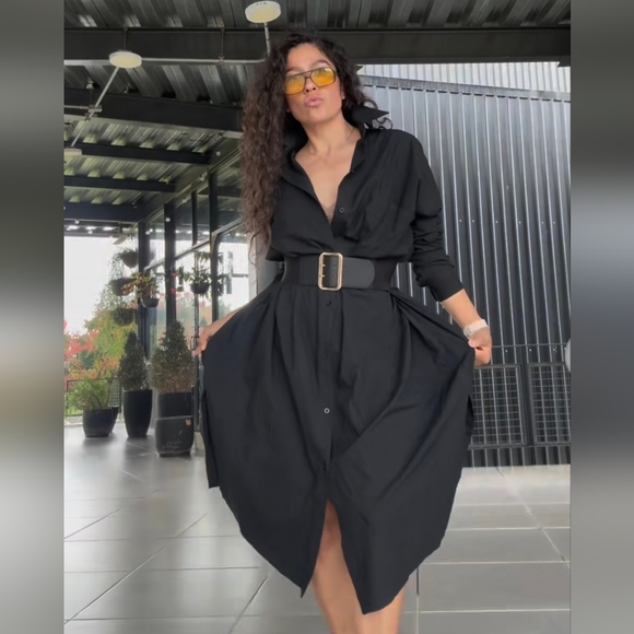 Oversize Metalic Shirt dress - Picture 2 of 7